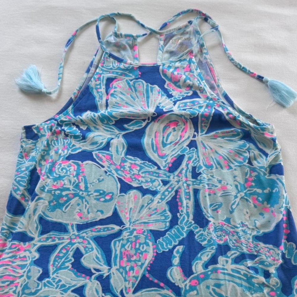 Vintage blue Lilly Pulitzer Margot top in pattern Into the Deep. Perfect Small